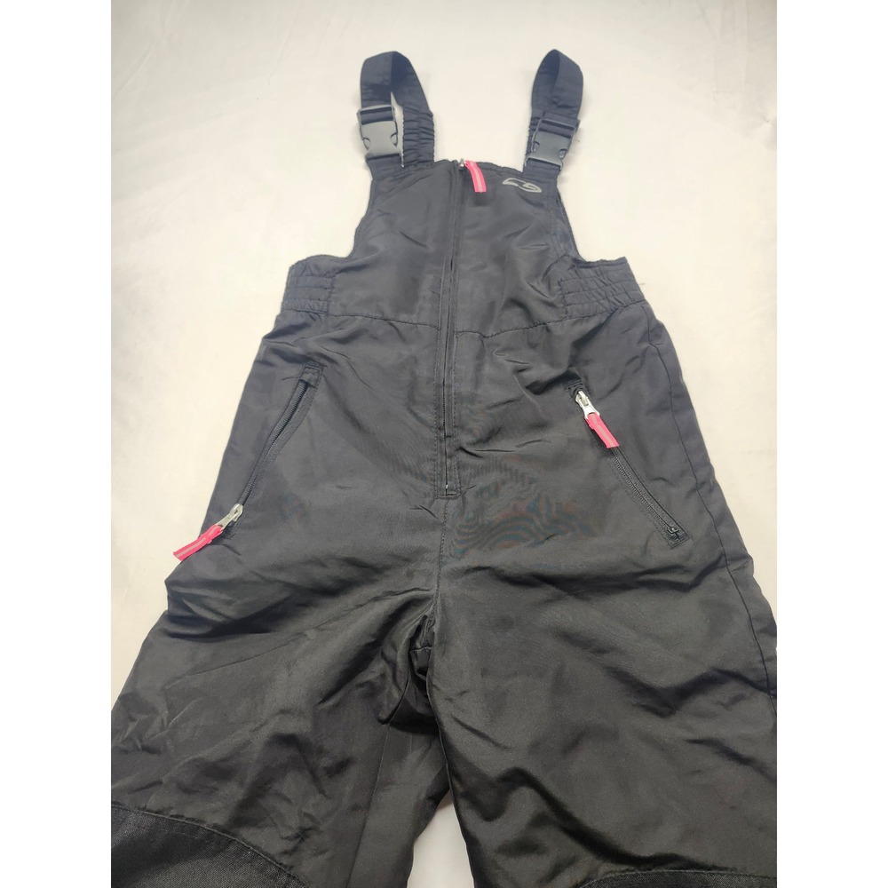 C9 by Champion Kids Black Snow Bibs Insulated Overalls Pink Trim Size M 7-8